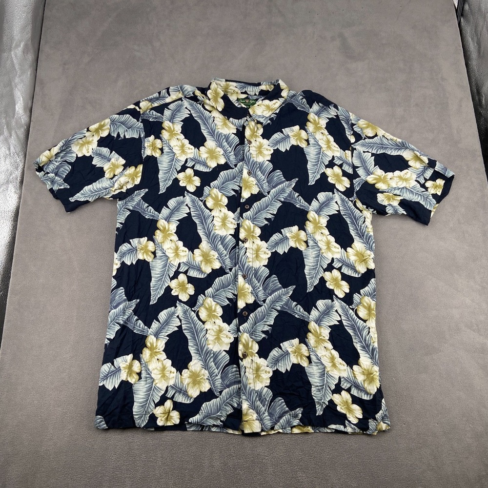 David Taylor Collection Hawaiian Shirt Mens 3XLT Multi Tropical Leaf Button Up